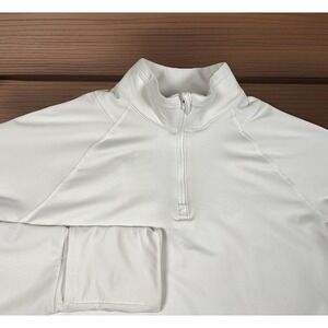 Athleta Whistler Half Zip Women M White Back Zip Pocket Athletic Pullover -EUC